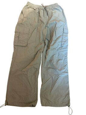 Pink Soda Sport Sage Green Cargo Pants UK 12 US 8 Elastic Waist Drawstring Hem